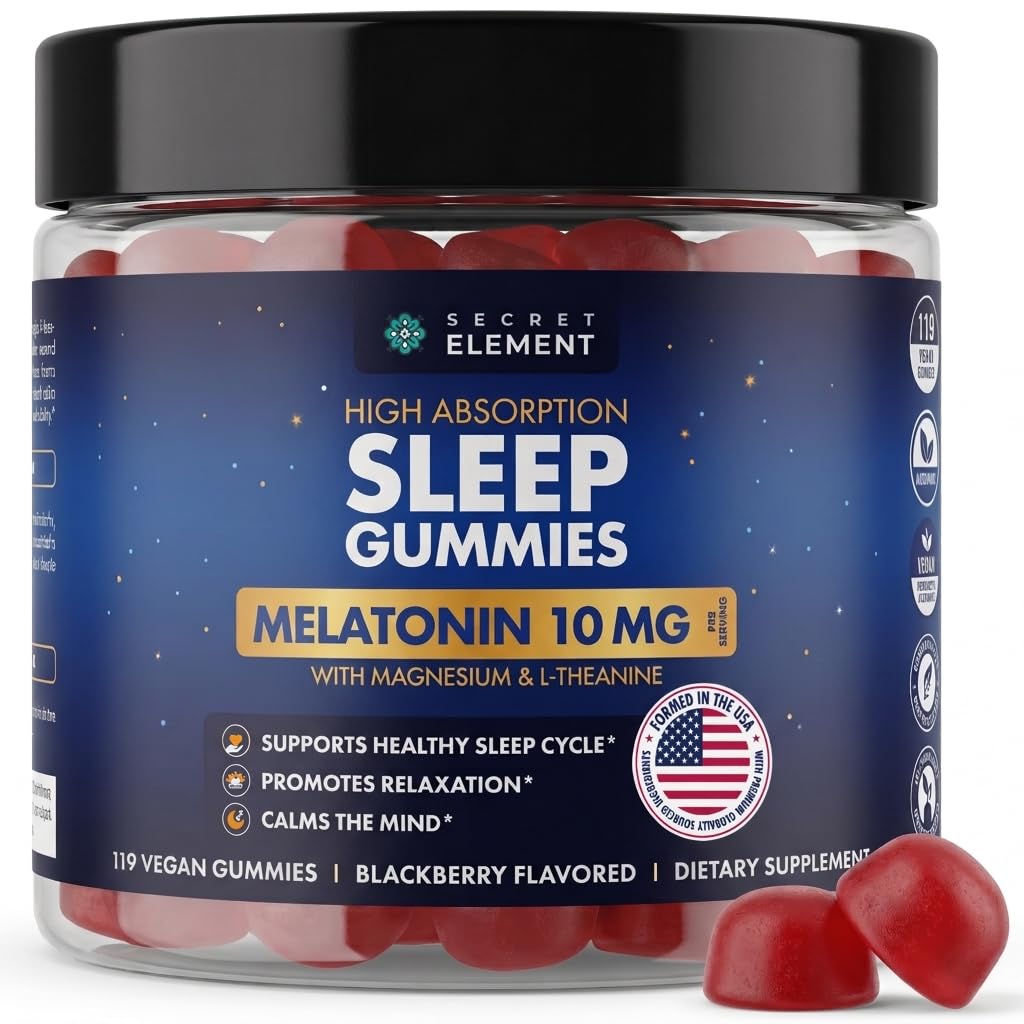 Blackberry Gummies Melatonin 10mg, Magnesium & L-Theanine - Vegan, Non-GMO, Sugar Free