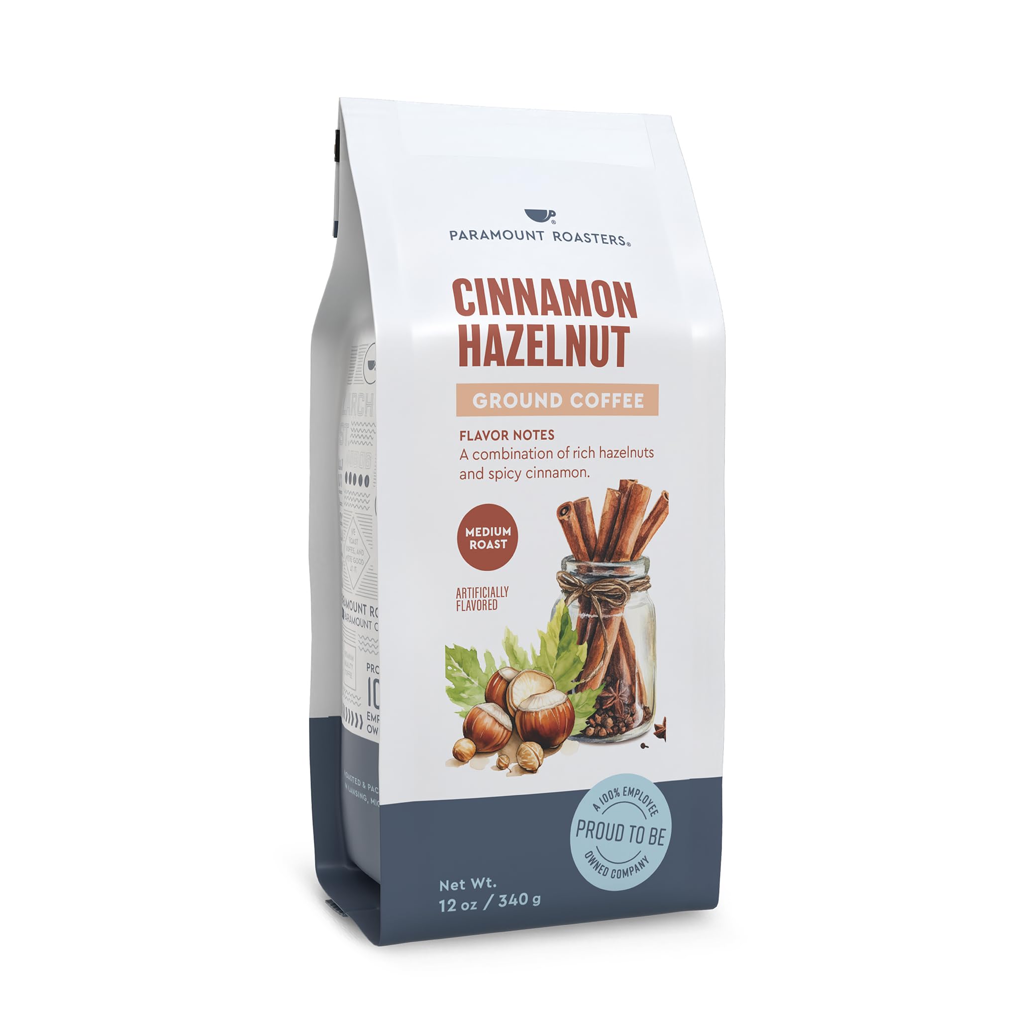 Paramount Roasters Cinnamon Hazelnut Ground Coffee, 12oz Medium Roast
