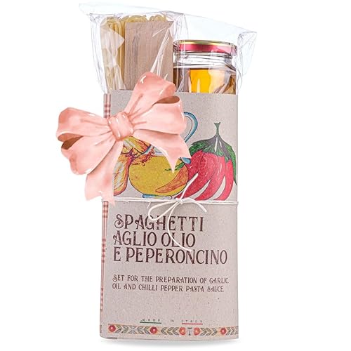 Artigiani dei Sapori Spaghetti Pasta Gift Set with Garlic, Oil & Chili Pepper Sauce, Authentic Italian Gourmet Gift, 15.5 oz