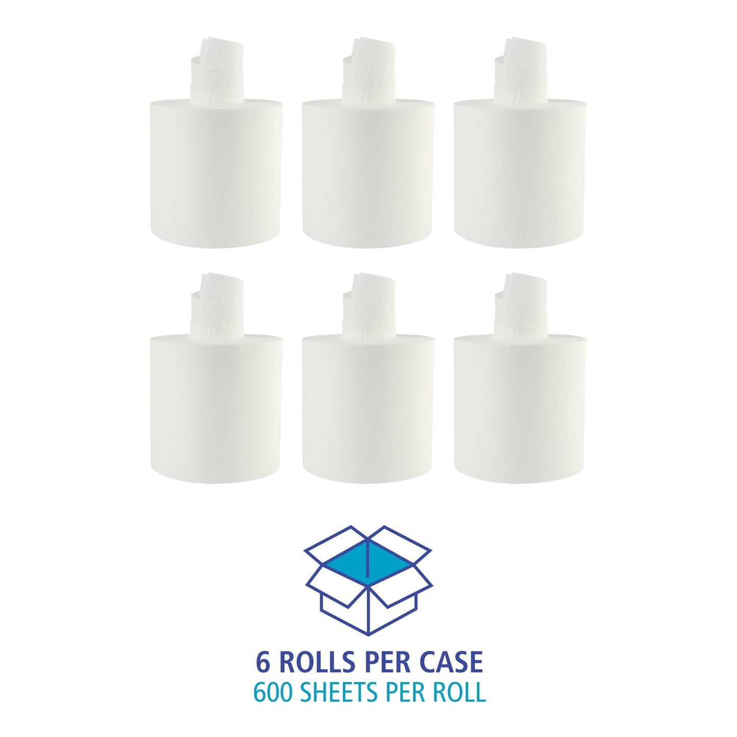Boardwalk Bathroom Center-Pull Disposable Hand Paper Towel Roll, 2-Ply, 7.6 x 8.9, 600/Roll, 6/Carton, White