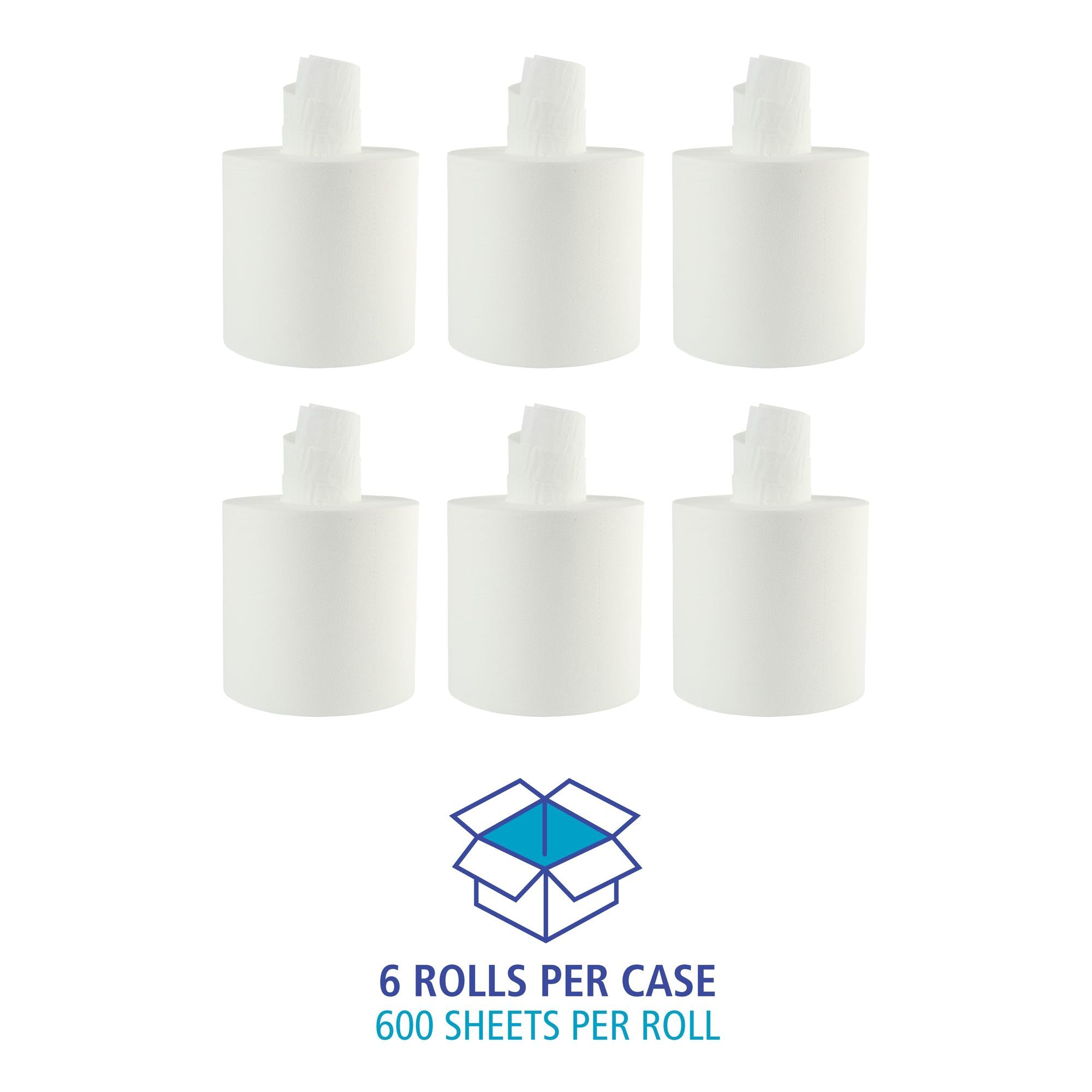 Boardwalk Bathroom Center-Pull Disposable Hand Paper Towel Roll, 2-Ply, 7.6 x 8.9, 600/Roll, 6/Carton, White