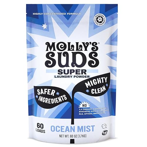 Molly's Suds Super Powder Detergent | Extra Strength Laundry Soap, Stain Fighting | Sensitive Skin | Simple, Effective Ingredients | 60 Loads - Ocean
