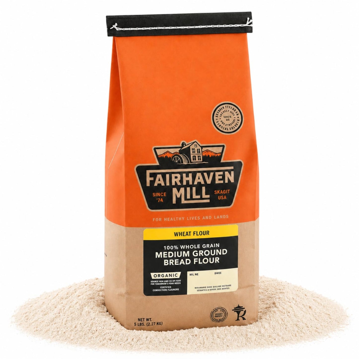 Fairhaven Mill Medium Ground Whole Wheat Bread Flour - USDA Organic Certified and 100% Whole Grain - Nutty Flavor & Chewy Crumb for Rustic Loaves