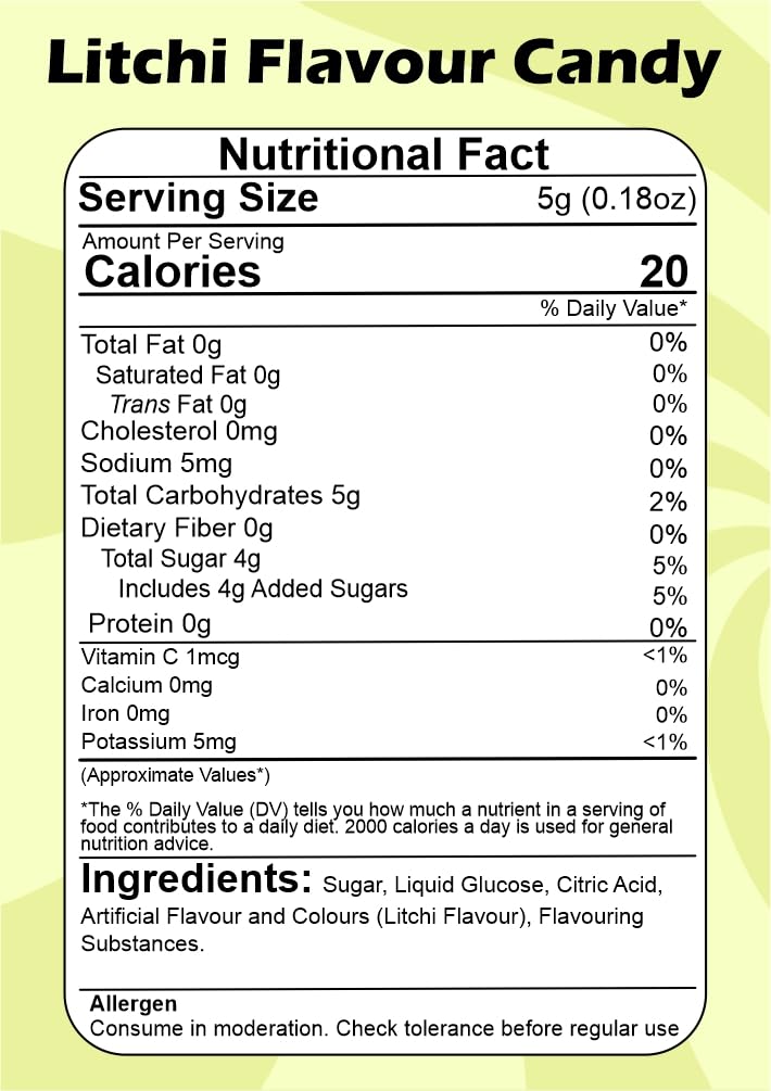 SMIBZE Natural Litchi Flavour Candy 250 GM (Pack of 1) SMIBZE