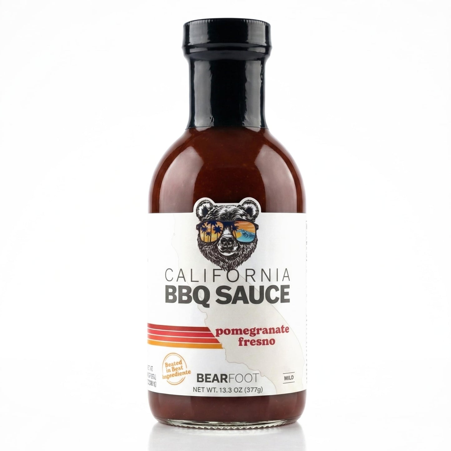 Pomegranate Fresno BBQ Sauce - Bearfoot BBQ - Gluten Free, 13.3 oz, Small Batch, Non-GMO, No Preservatives, No Corn Syrup, No Seed Oils. Marinade