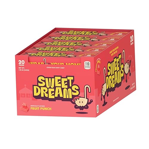 Sweet Dreams Center Filled Soft Chewy Candy Individually Wrapped, Gluten-Free Candies Party Size, Bulk Fruit Chews Candy for Kids - Fruit Punch Flavor
