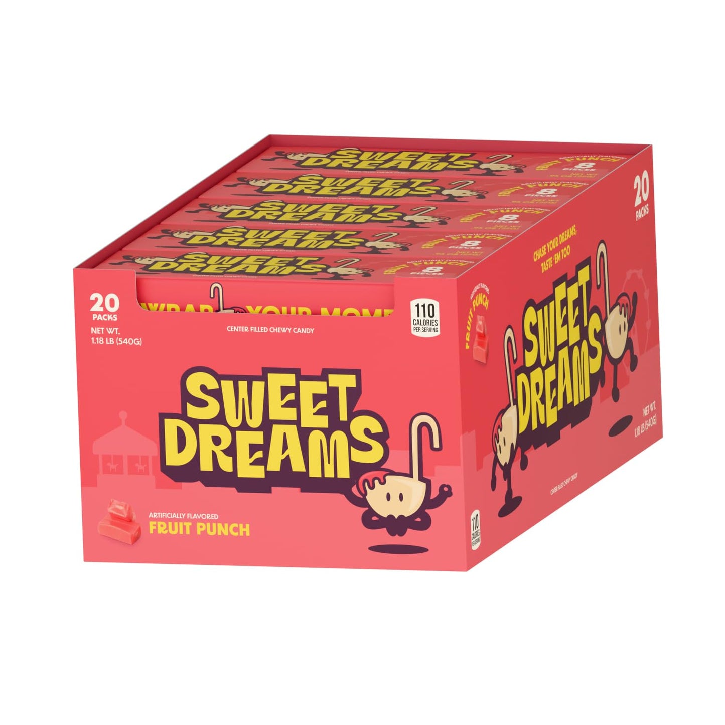 Sweet Dreams Center Filled Soft Chewy Candy Individually Wrapped, Gluten-Free Candies Party Size, Bulk Fruit Chews Candy for Kids - Fruit Punch Flavor