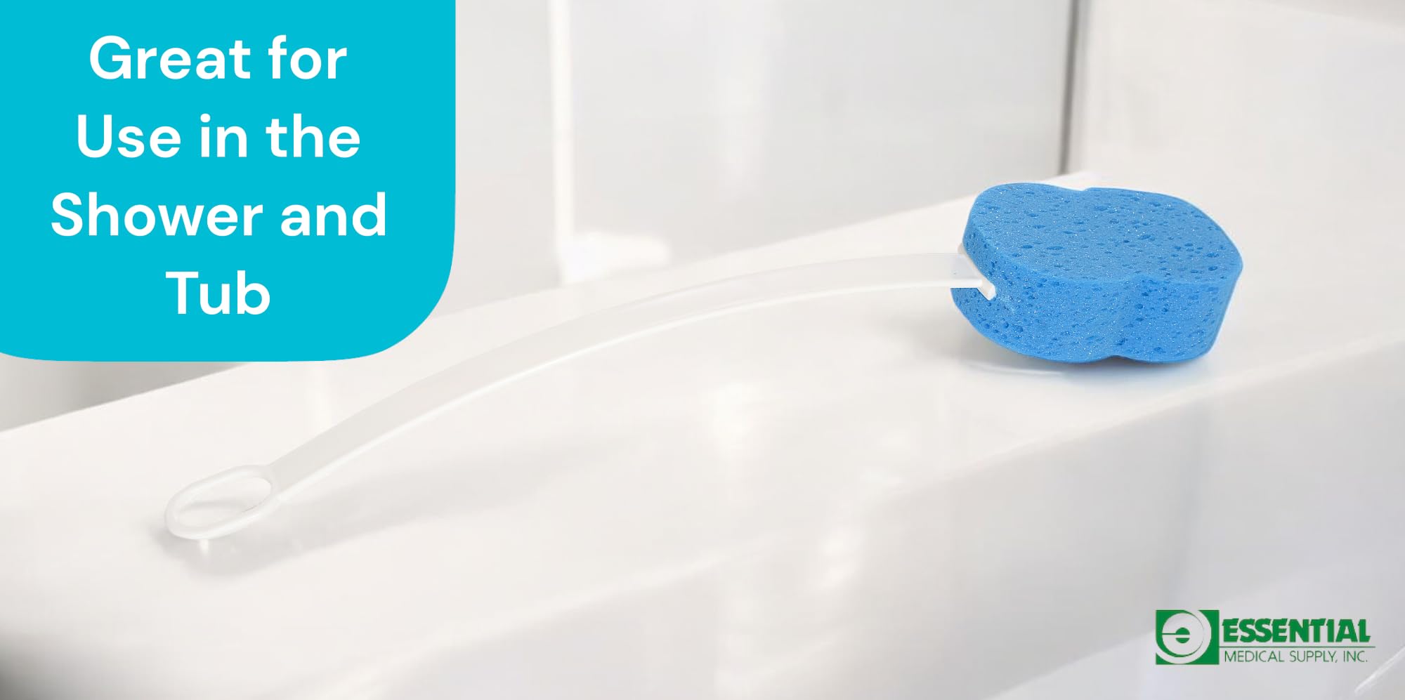 Essential Medical Supply Everyday Essentials Hourglass Bath and Shower Sponge with Extra Long Curved Handles