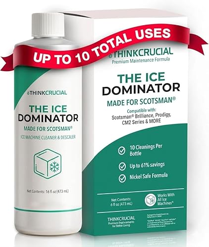 Think Crucial Ice Machine Cleaner & Descaler - THE ICE DOMINATOR - 10 Cleanings - Compatible with Scotsman Ice Machines - Nickel Safe Citric Acid