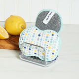 Bright Habits Sponge Set in Dot Blue, 6 Pack Super Absorbent Washable Reusable Cleaning Sponges Made from Recycled Materials, Durable Eco Friendly