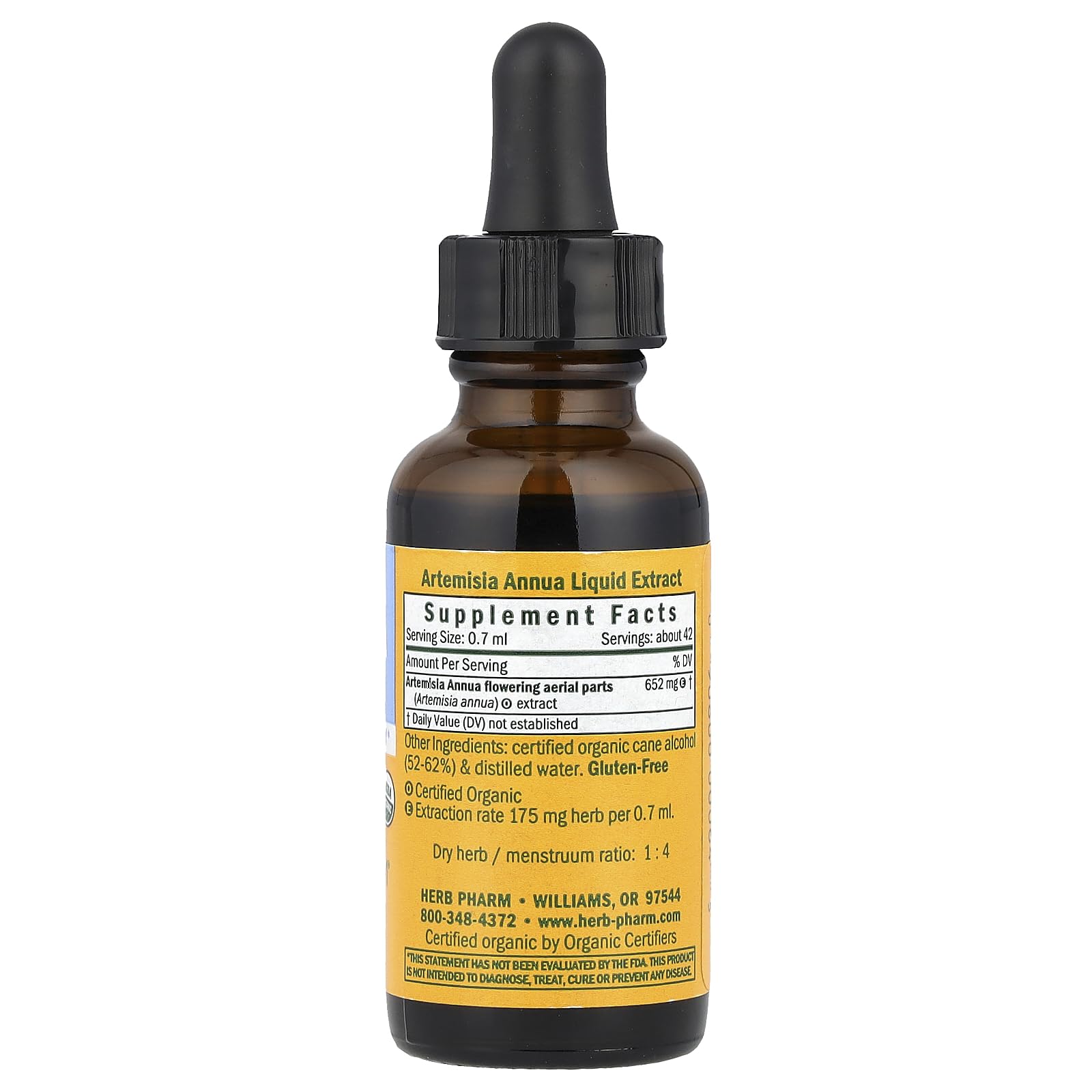 Herb Pharm Artemisia Annua (Sweet Annie) Certified Organic Liquid Herbal Extract, 1 Oz