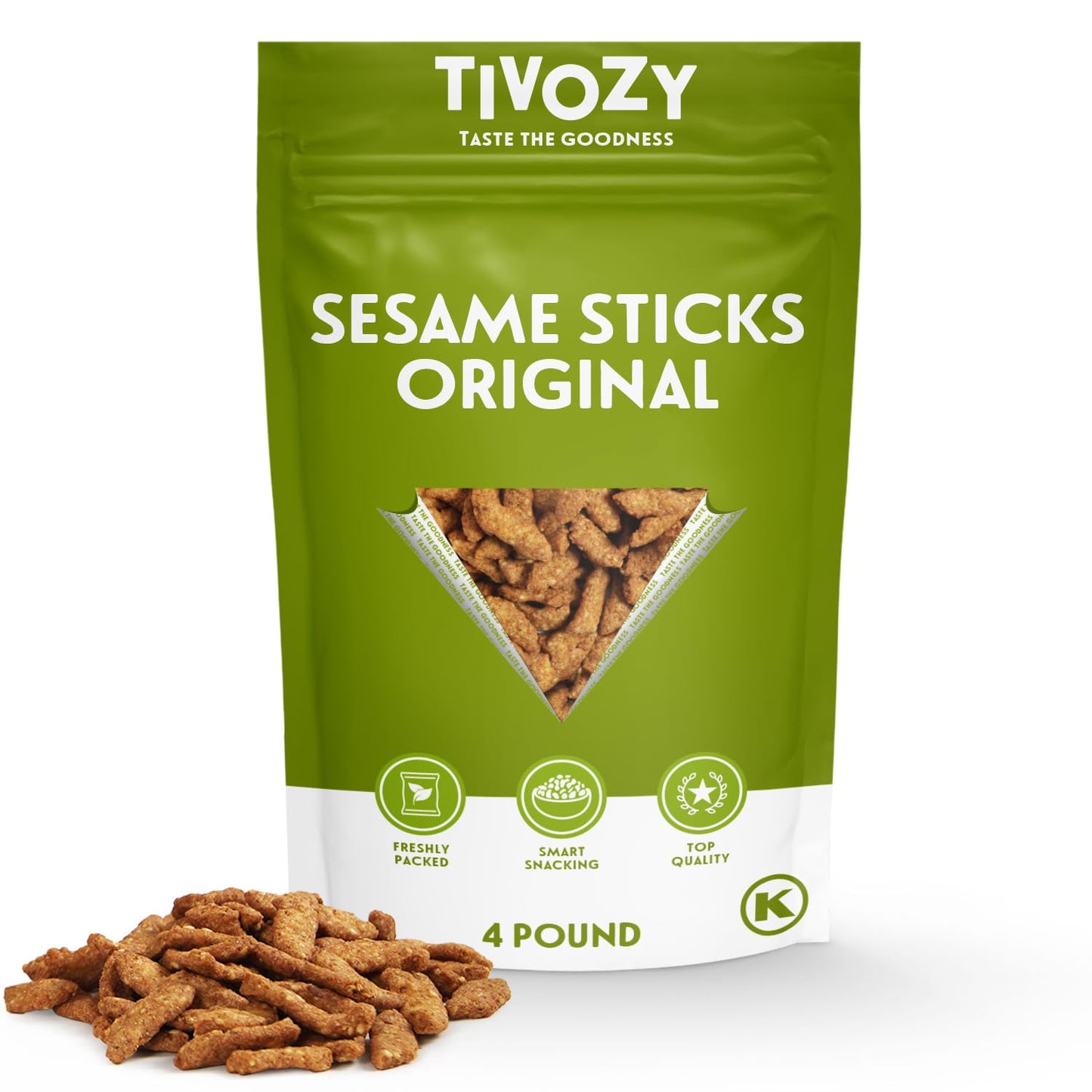 TIVOZY Sesame Sticks Original - Delicious and Fresh Gourmet Seed Snacks with the Perfect Mix of Roasted and Salty Flavor for Midday Snacking, Office