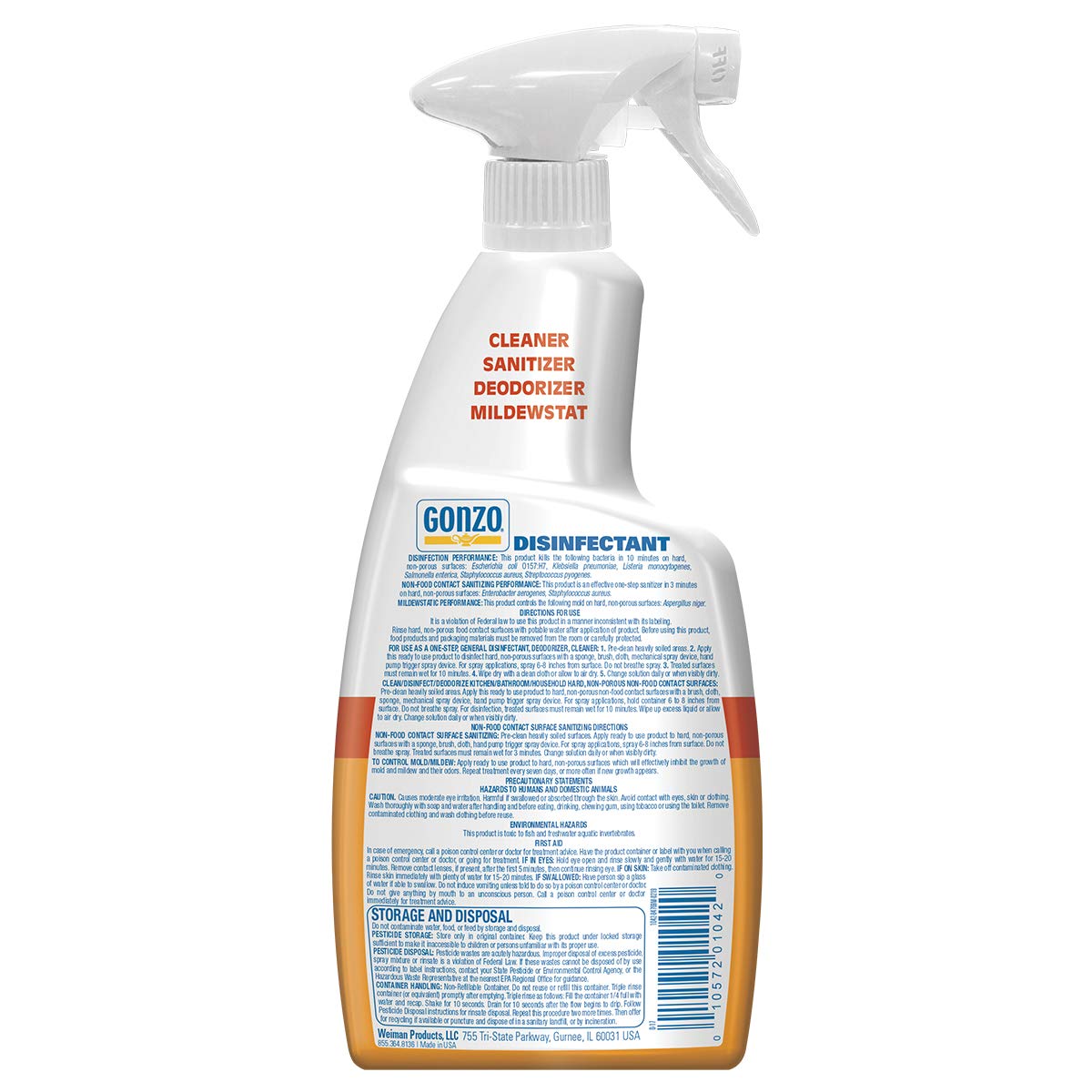 Gonzo Disinfectant Spray & Multipurpose Cleaner - 24 Ounce (2 Pack) Citrus - Odor Eliminator, Disinfectant, Flood Fire Water Damage Restoration
