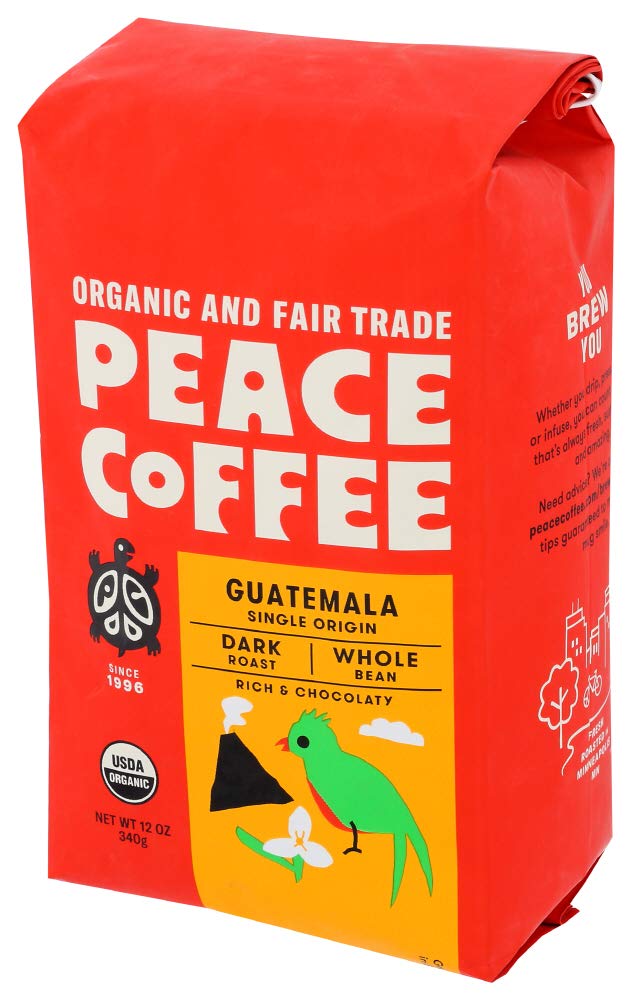 Peace Coffee, Guatemala Organic Whole Bean, 12 Ounce