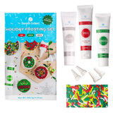 Sweets Indeed Christmas Cookie Decorating Kit - 11.31 oz | 3 Frosting Tubes (Red, Green & White) + 4 Decorating Tips + 2.5 oz Holiday Sprinkles