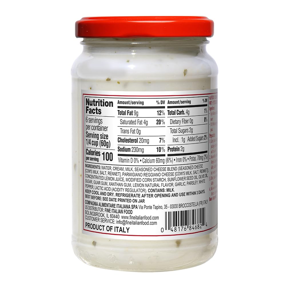 Mantova Alfredo Lemon Sauce, 12.5 oz. (Pack of 2), Product of Italy, Traditional, All-Natural, Ready-to-Eat Pasta Sauce, No Artificial Coloring