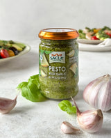 SACLA Wild Garlic Pesto Sauce | Basil & Wild Garlic Italian Pesto with Parmigiano Reggiano & Pecorino Romano Cheeses | 6.7 oz Glass Jar | Non-GMO