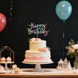 Auteby Rainbow Happy Birthday Cake Topper, Glitter Birthday Party Decoration Supplies