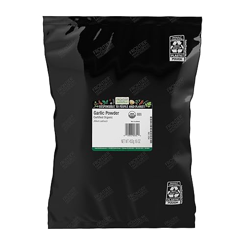 Frontier Co-op Organic Garlic Powder, 1lb Bulk Bag - Natural Ground Powdered Garlic - Non-GMO and Kosher Certified - Add Flavor to Your Savory Dishes
