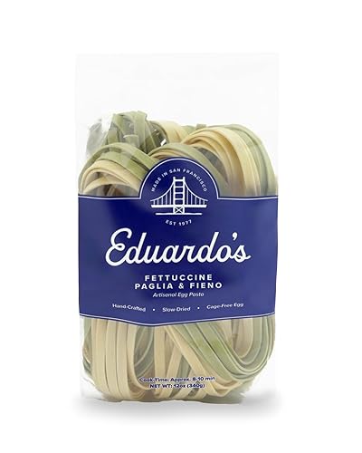 Eduardo's Pasta Co. Fettuccine Paglia e Fieno, Artisanal Egg Pasta, 12 oz., Semolina & Durum Wheat with Cage-Free Eggs, Dried, Small Batch, San