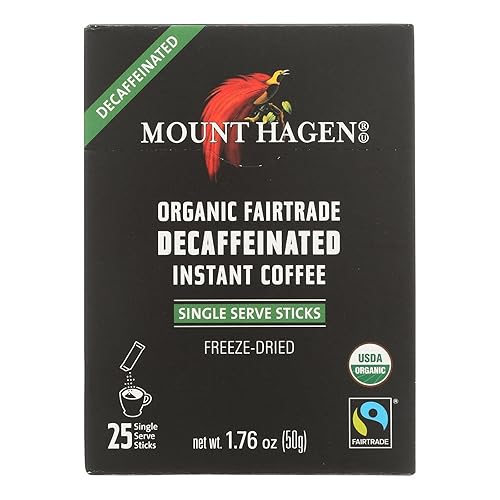 Mount Hagen - Organic Fairtrade Decaffeinated Instant Coffee 25ct - Case of 8-1.76 OZ