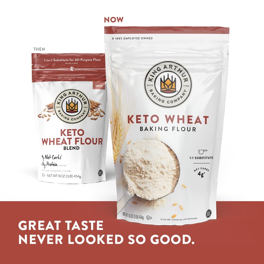 King Arthur Keto Wheat Baking Flour: 1:1 All-Purpose Flour Substitute, 1 lb (Pack of 1) - Low-Carb Baking Solution for Bread & More, Non-GMO