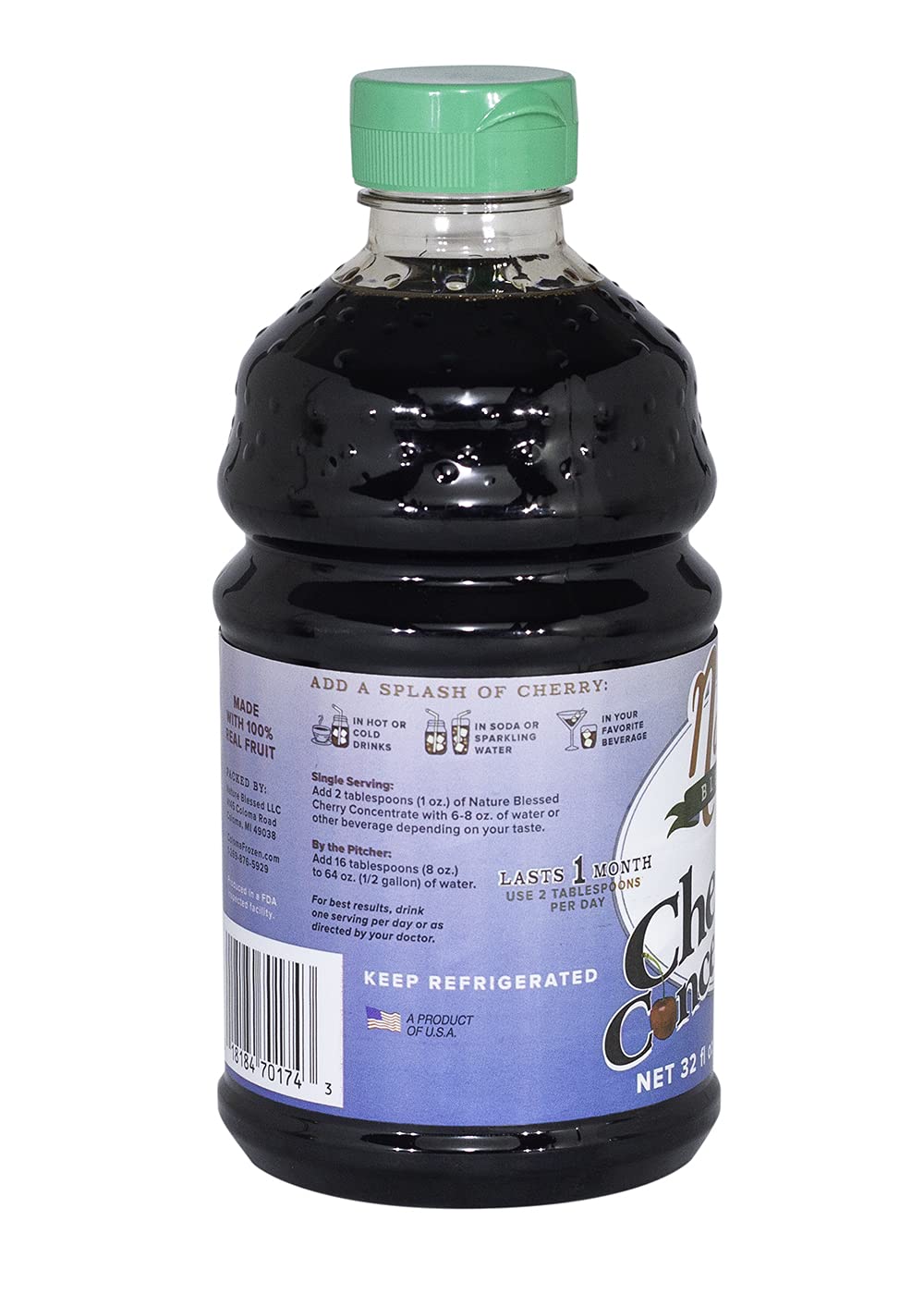 Nature Blessed 100% Pure Tart Cherry Concentrate, 4 Quarts