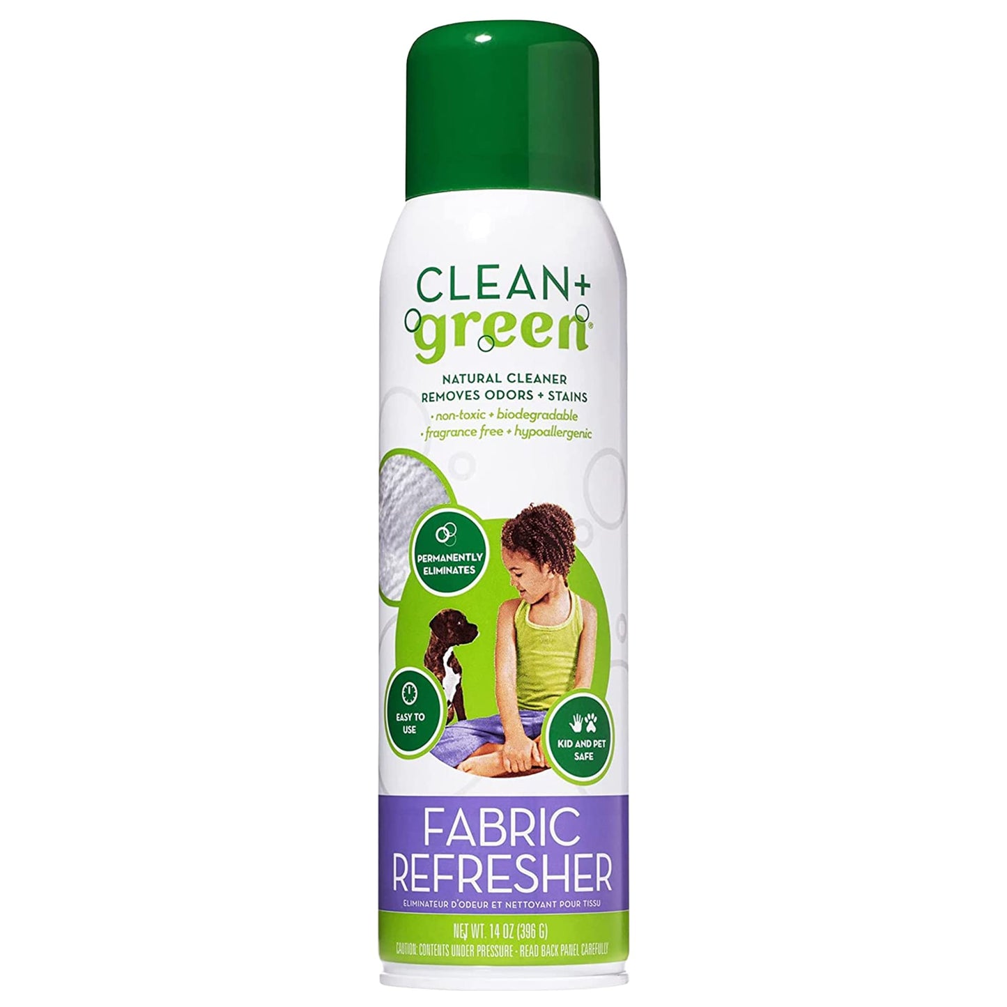 Green+Clean Natural Fabric Pet Refresher Spray - Carpet Cleaner, Cleans Kitty Litter and Dog Poop from Carpet, Upholstery, and More - Couch Cleaner