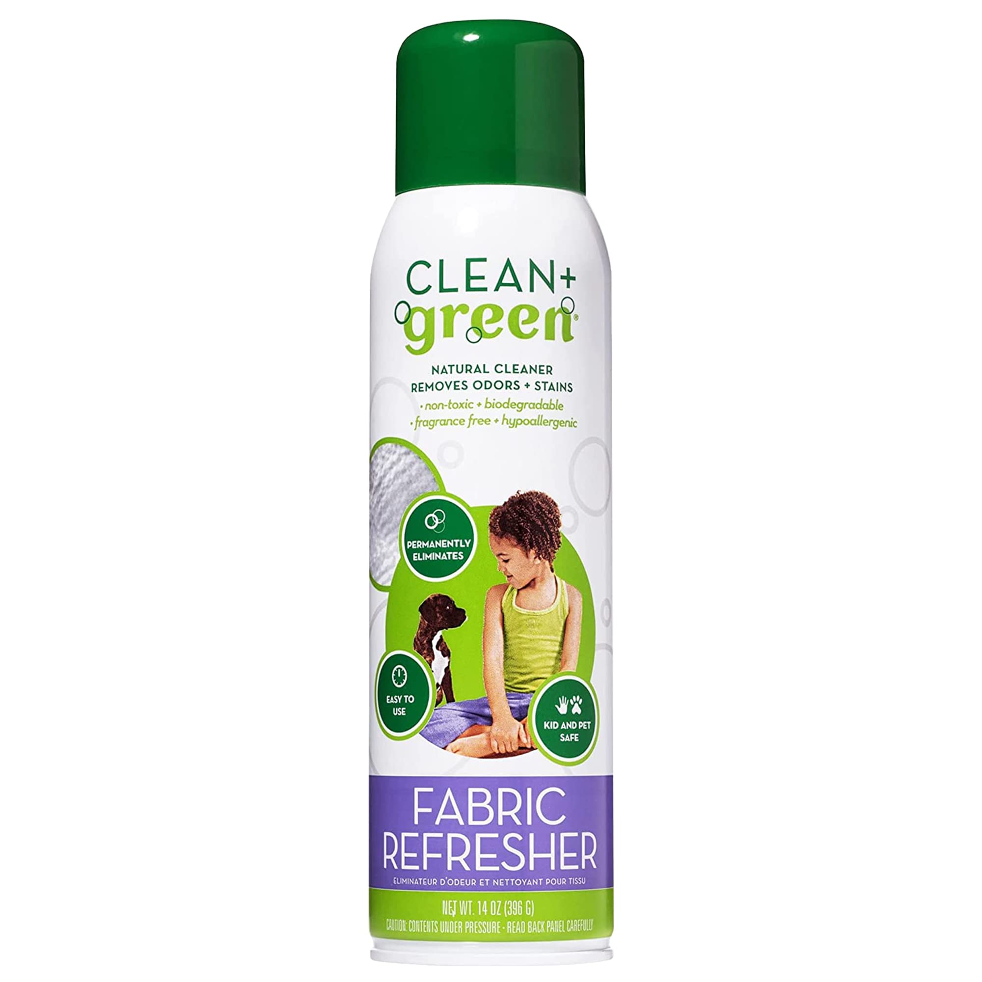 Green+Clean Natural Fabric Pet Refresher Spray - Carpet Cleaner, Cleans Kitty Litter and Dog Poop from Carpet, Upholstery, and More - Couch Cleaner