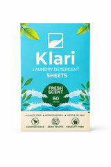 Klari Laundry Detergent Sheets, Fresh Scent, 60 Load Count - Eco-friendly, liquidless concentrated detergent sheets, zero plastic waste, gentle on