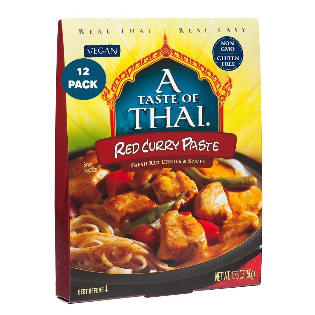 A Taste of Thai Red Curry Paste - Authentic & Natural Ready-to-Use Thai Curry Paste - Vegan, Gluten?Free & Non?GMO - Rich, Aromatic Flavor