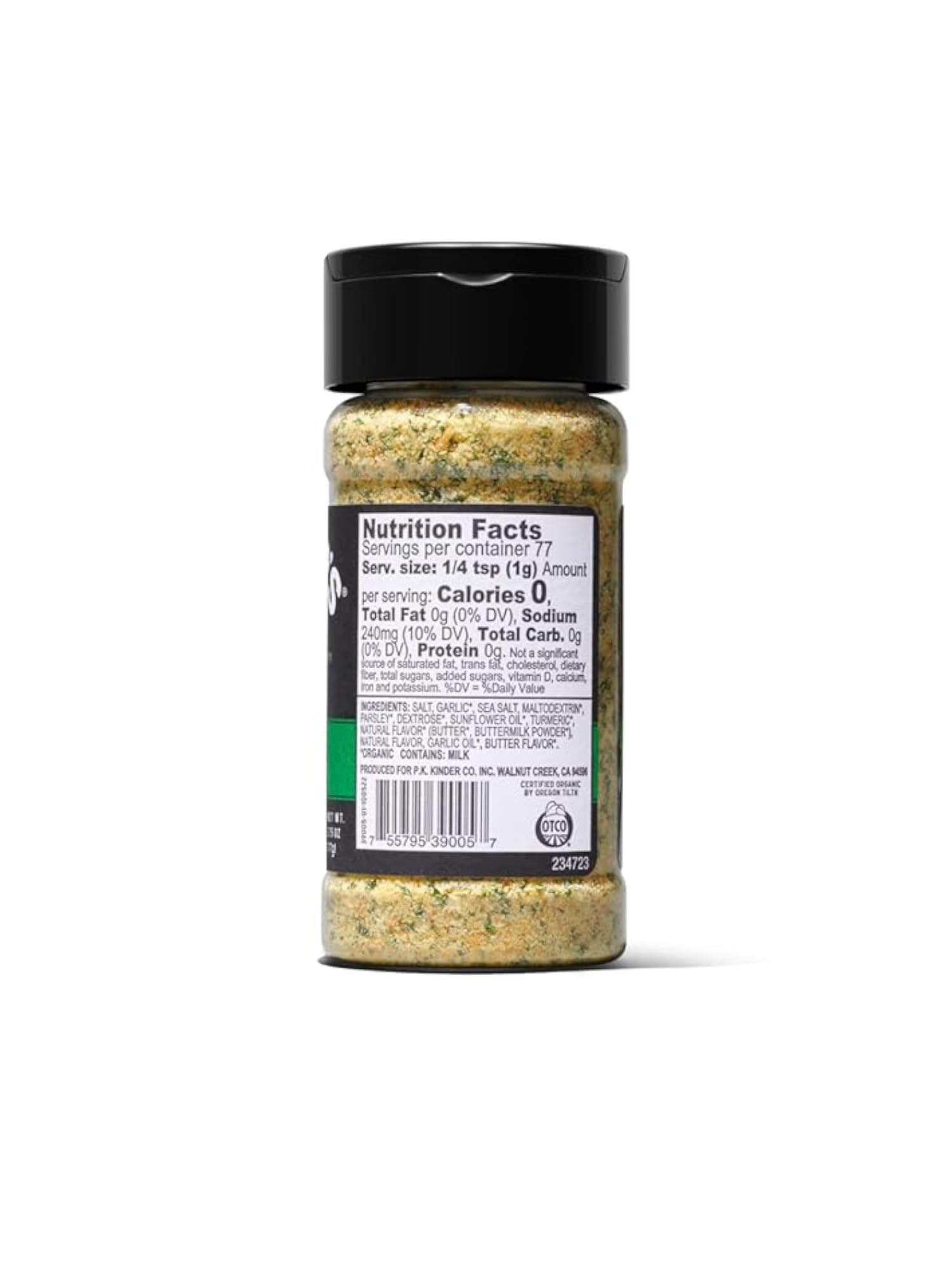 Kinder's Organic Buttery Garlic Salt, Premium Quality Seasoning, MSG Free and USDA Certified Organic, 2.75 oz