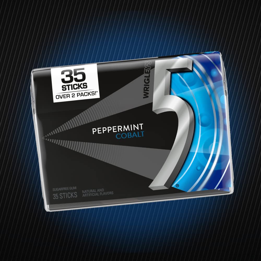 5 GUM Peppermint Cobalt Sugar Free Chewing Gum Refreshing Cooling Minty Flavor Five Gum, 35 Stick (6 Pack)