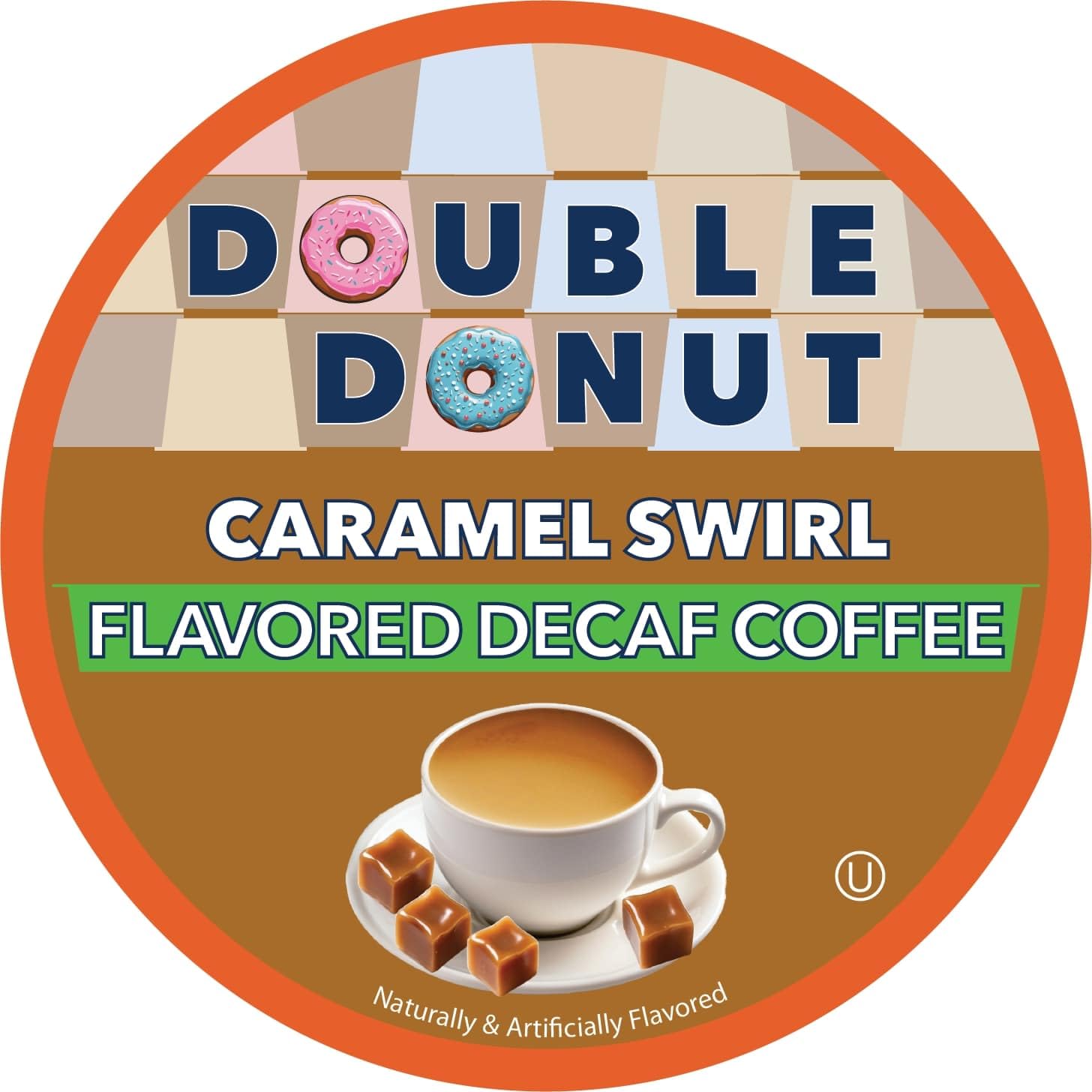 Double Donut Coffee Caramel Swirl Medium Roast Decaf Flavored Coffee Pods for Keurig K Cups Makers from Double Donut, 24 Capsules