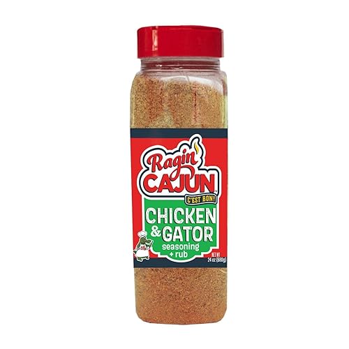Ragin' Cajun Chicken & Gator Seasoning & Rub - 24 oz Jar, All Natural, Low Heat - Louisiana Cajun Spice for Poultry & Exotic Meats