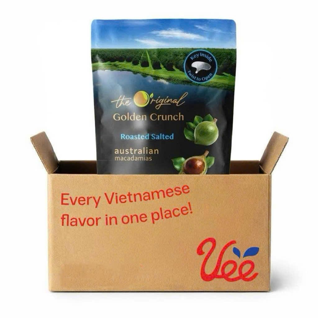 Veefood Golden Crunch In-Shell Macadamias 225g - Premium Australian Macadamia Nuts with Vanilla Flavor | Crunchy, Creamy & Heart-Healthy Snack (Pack