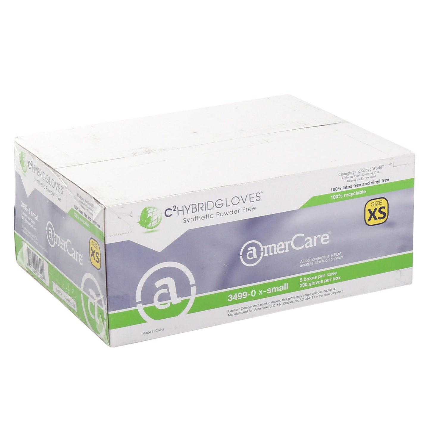 AmerCare Gen 2.0 Hybrid Powder Free Gloves, Large, Case of 1000