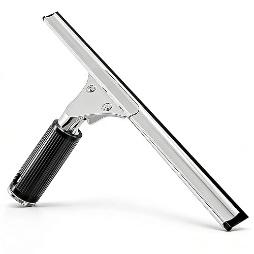 MRDARENSU 14-inch Squeegee for Shower Glass & Window Cleaning, Professional Stainless Steel Squeegee with Durable Handle for Streak-Free Glass