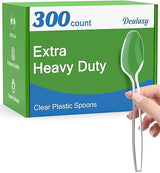 Dealusy 300 Count Clear Plastic Spoons Disposable, BPA-Free, Heat Resistant, Solid and Durable Disposable Spoons Heavy Duty Bulk, Premium Spoons
