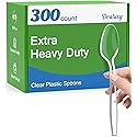 Dealusy 300 Count Clear Plastic Spoons Disposable, BPA-Free, Heat Resistant, Solid and Durable Disposable Spoons Heavy Duty Bulk, Premium Spoons