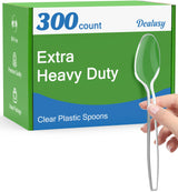 Dealusy 300 Count Clear Plastic Spoons Disposable, BPA-Free, Heat Resistant, Solid and Durable Disposable Spoons Heavy Duty Bulk, Premium Spoons