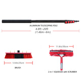 CNHOPOLE 20ft Water Fed Pole Brush with Squeegee Kit Telescoping High Reach Window Cleaning Tool with Soap Dispenser Extension Solar Panel Cleaner
