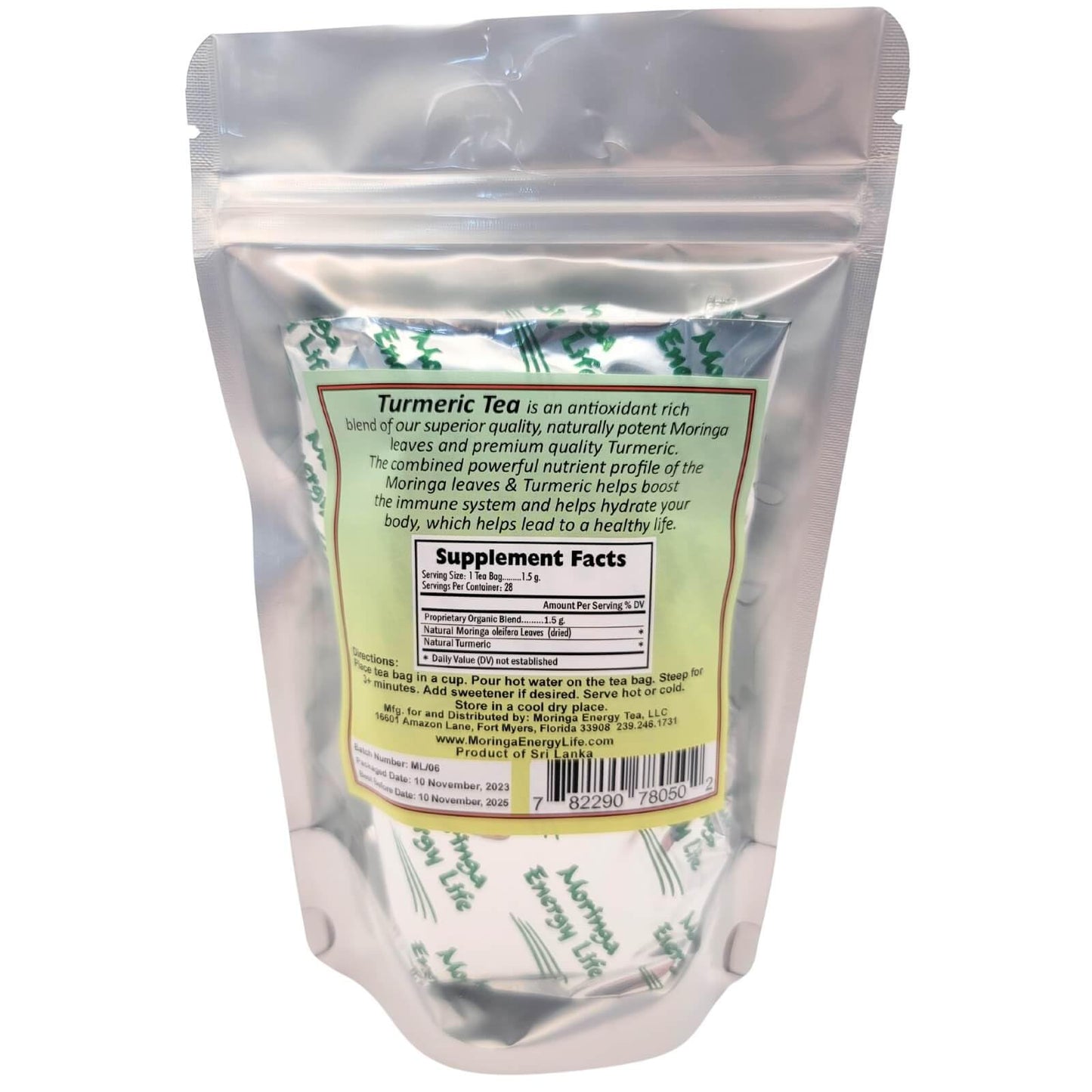 Moringa Turmeric Tea 28 tea bags (Keto, Detox, Paleo, Vitamin & Minerals, Herbal, Vegan, Gluten-Free, Non-gmo)