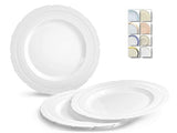 " OCCASIONS " 40 Plates Pack, Extra Heavyweight Vintage Wedding Party Disposable Plastic Plates (11'' Dinner Plate, Chateau in White)
