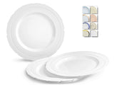" OCCASIONS " 40 Plates Pack, Extra Heavyweight Vintage Wedding Party Disposable Plastic Plates (11'' Dinner Plate, Chateau in White)