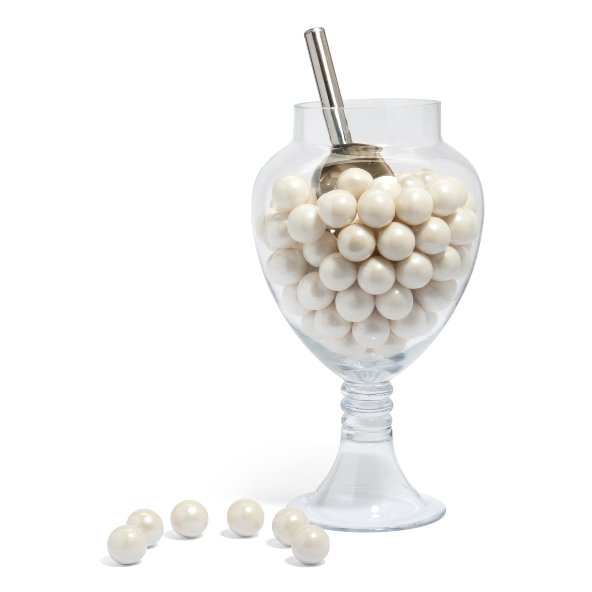 Candy Envy - Shimmer White Gumballs - 1 Inch - Approximately 113 Gumballs Per 2lb Bag - Bulk White Candy - North American Made & Kosher Certified