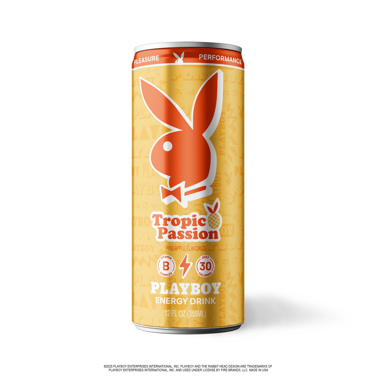 PLAYBOY Energy Drink - Tropic Passion (Pineapple) - 12 Pack of 12oz Cans | Performance + Pleasure Energy | NextGen Lifestyle Drink