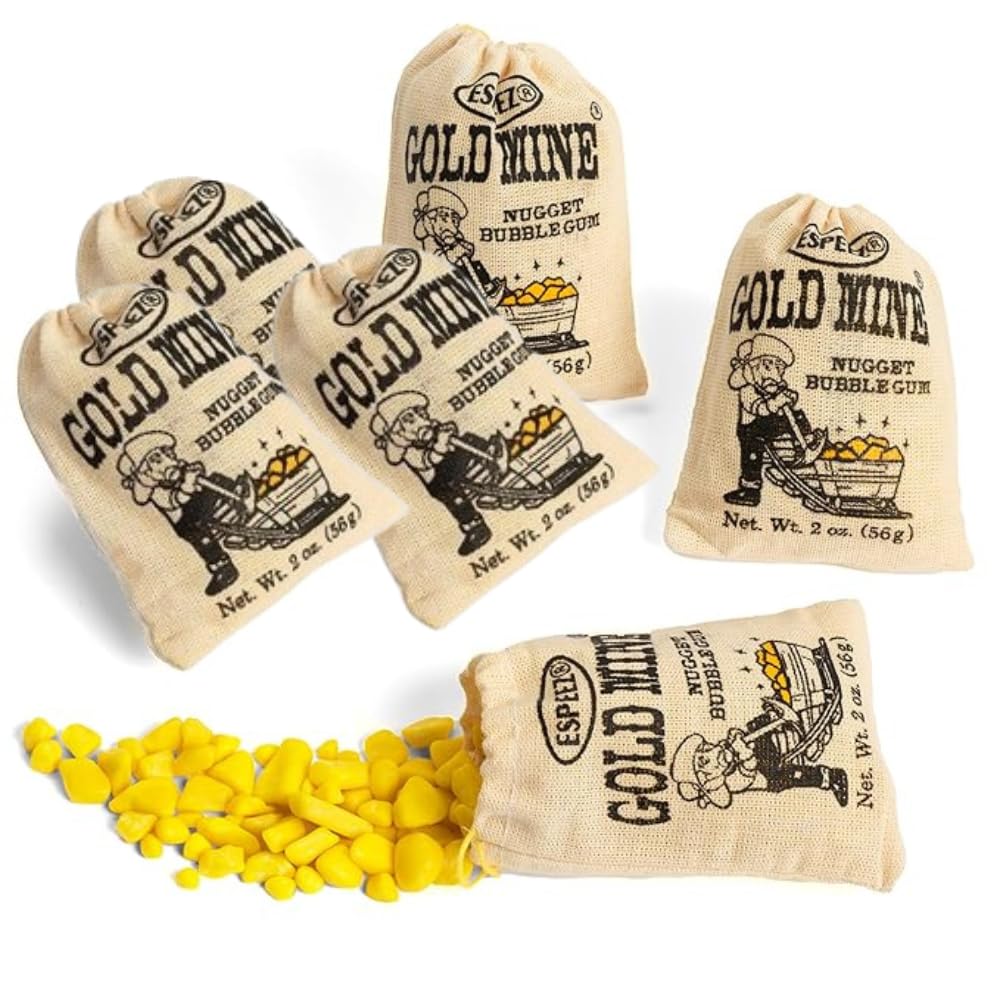 Old Fashioned Bubble Gum Candy: Fruit Flavor Chewing Gum in Individual Drawstring Bags by Espeez - Vintage Bulk Candy Packs for Parties and Special