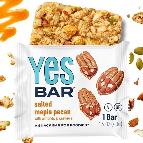 The YES Bar - Salted Maple Pecan - Plant Based Protein, Decadent Snack Bar - Vegan, Paleo, Gluten Free, Dairy Free, Low Sugar, Healthy Snack