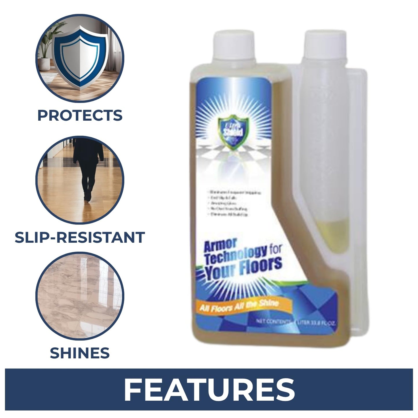 UltraShield Burnishing Formula - Super High Gloss, Flooring Protection & Enhancement For Commercial and Industrial Floor Tile Wet Look Shine Non Slip